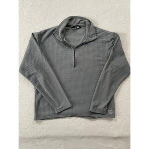 USA Made Sierra Designs Mens Small Quarter Zip Fleece Pullover Grey Grid - Holes